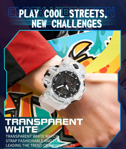 SANDA 6126 Digital Watch – Dual Display, Waterproof Military Sport, Alarm & Stopwatch