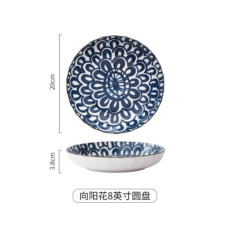 Japanese Ceramic Tableware Underglaze Color Dishes Rice Bowl