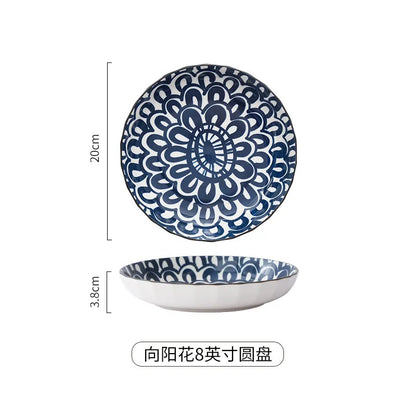 Japanese Ceramic Underglaze Rice Bowl – Colorful Tableware Dishes for Home & Restaurant