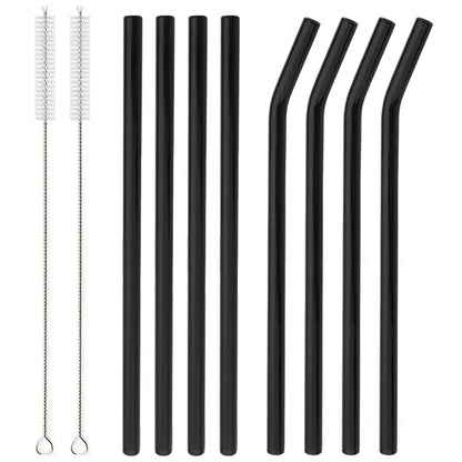 8Pcs Reusable Glass Straws – Colorful Eco-Friendly Borosilicate Drinking Straws