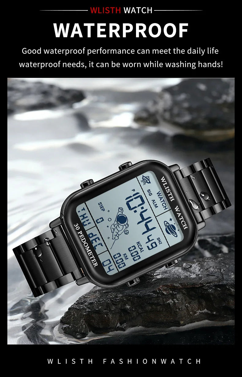 Digital Watche for Man Stopwatch Wristwatch Clock Electronic Watch Outdoor Timing Wristwatch Multi-Function Digital montre homme