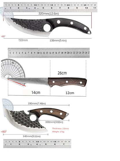 Handmade Forged Kitchen Knife Set – Multifunctional Chef Knives with Bottle Opener