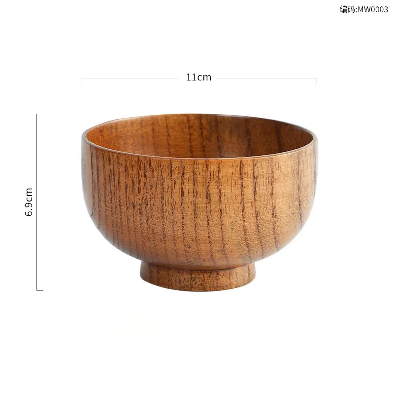 Japanese Wooden Bowl Rice Noodle Bowl Ramen Bowl Kitchen Utensils Accessories Natural Solid Wood No Splicing Tableware