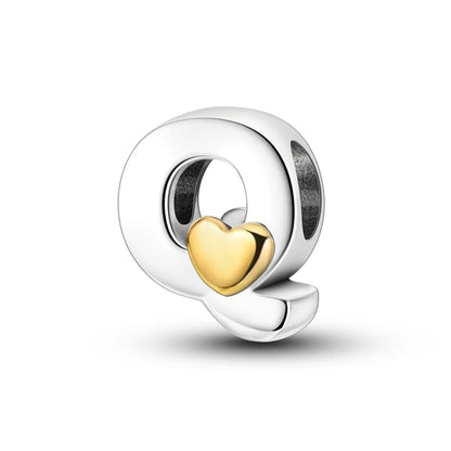 925 Sterling Silver A-Z Letter Charm Beads – Gold Alphabet DIY Birthday Jewelry