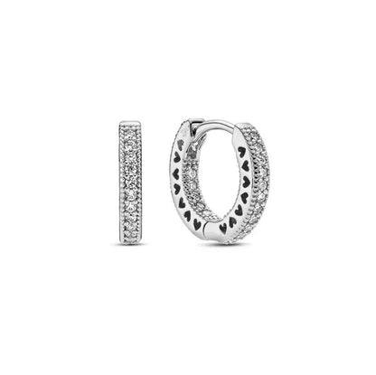 925 Sterling Silver Sparkling Hoop Earrings – Moon Pearl Heart Crystal Jewelry for Women