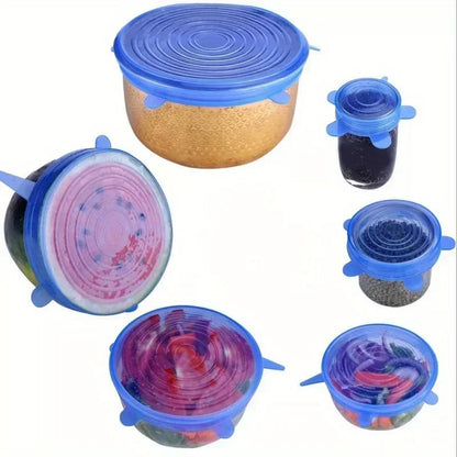 6-Piece Silicone Stretch Lids – Reusable Food Saving Covers for Fruits & Vegetables