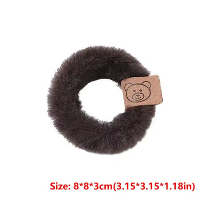 New Korean Style Plush Hair Band Bear Soft Hair Rope Elastic Durable Ponytail Headband - BeeTrendyShop.COM