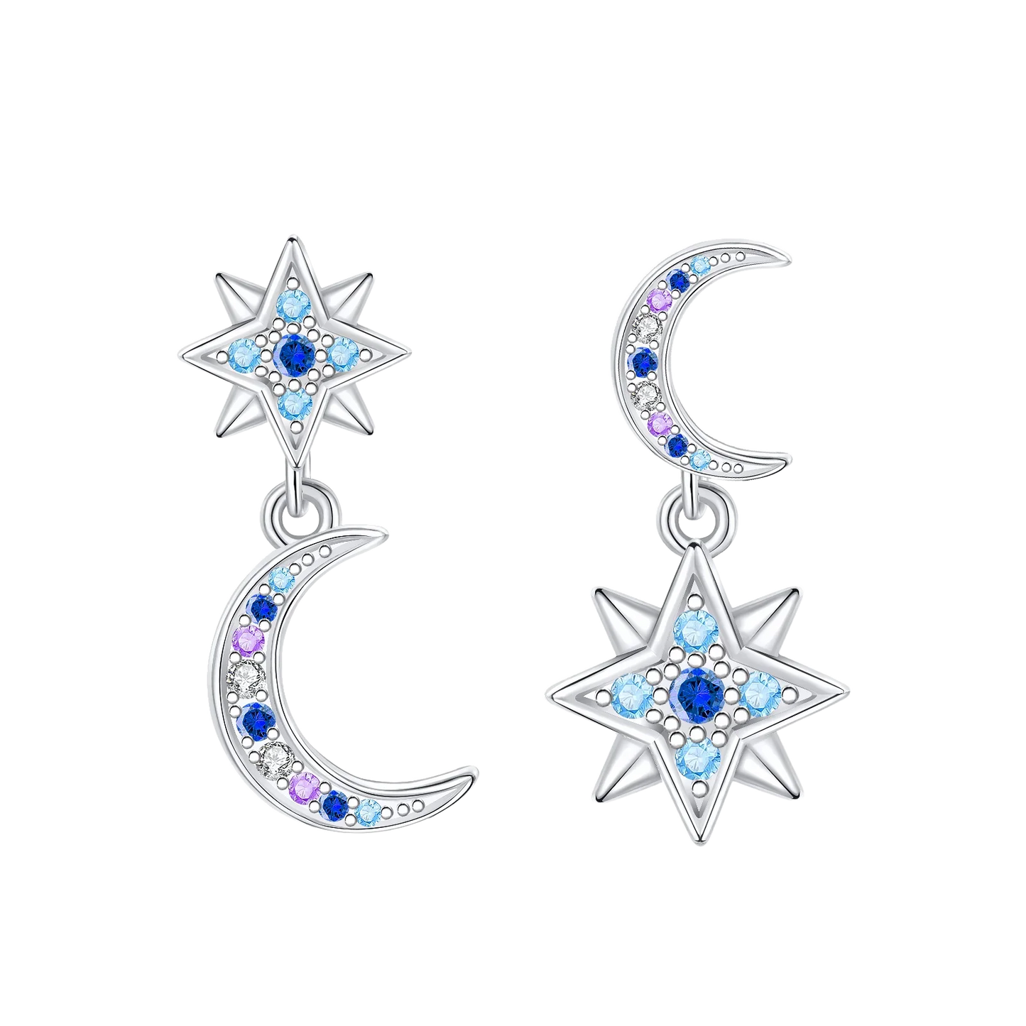 Sparkling Hoop Earrings 925 Sterling Silver Moon Pearl Heart Crystal Luxury Romantic Earing Fit Woman Wedding Party Jewelry Gift