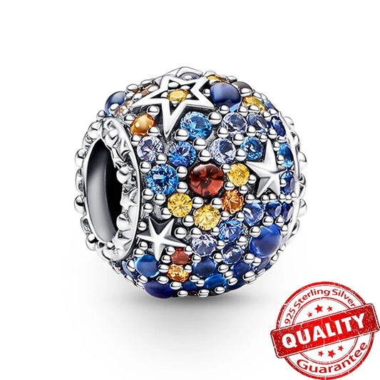925 Sterling Silver Charms Colorful Sun Moon Stars Dangle Charm Fit Original Pendant Bracelets Necklace Women DIY Fine Jewelry