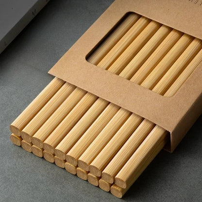 5/10-Pair Chinese Bamboo Chopsticks – Unpainted, Wax-Free, Anti-Slip Japanese Kitchen Utensils