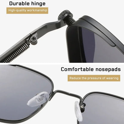 KUIMIM Steampunk Driving Sunglasses – Vintage Metal Frame UV400 Spring Hinge