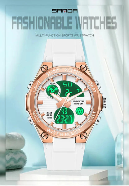SANDA Brand G Style LED Digital Watch Women Sport Chronograph Lady Quartz Wristwatch 50m Waterproof Female Girl Electronic Clock - BeeTrendyShop.COM