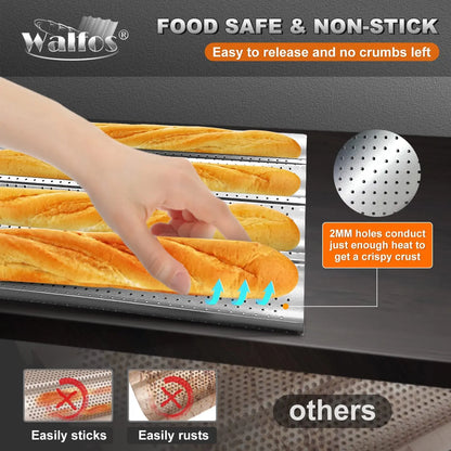 French Baguette Baking Pan – Non-Stick Wavy Bread Mold for Oven & Toaster