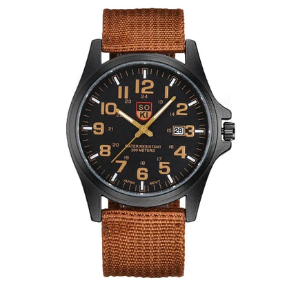 2024 New Fashionable Casual Men Watch Fashion Men's Military Watch Woven Nylon Belt Calendar Quartz Watch Часы Мужски - BeeTrendyShop.COM