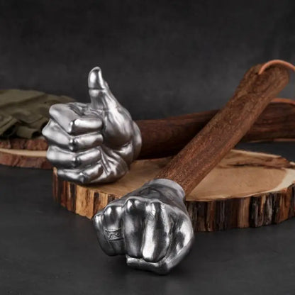 Stainless Steel Fist Hammer – Wooden Handle Craft & Camping Hand Tool