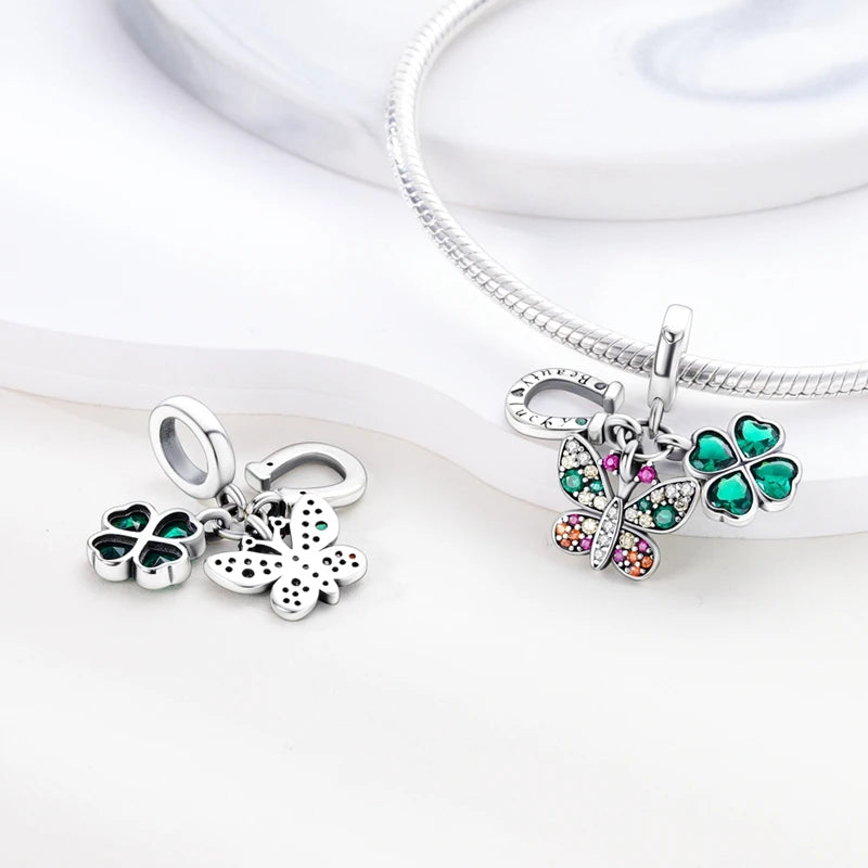 925 Silver Plating Colorful Butterfly Insect Animal Charms Beads Sparkling Zircon Fit Qikaola 925 Original Bracelets DIY Jewelry