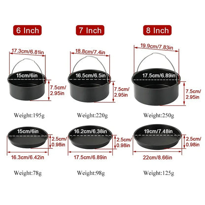 Non-Stick Round Cake Baking Pan with Handles – 6/7/8 Inch Air Fryer & Oven Safe