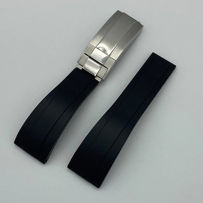 Silicone Watch Strap 20mm with Stainless Steel Buckle – Compatible with Rolex Daytona, SKY-DWELLER, YACHT-MASTER & NH35 Watches