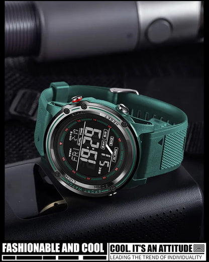Men's Digital Sport Watch – 50M Waterproof, LED, Stopwatch, Military Tactical Wristwatch