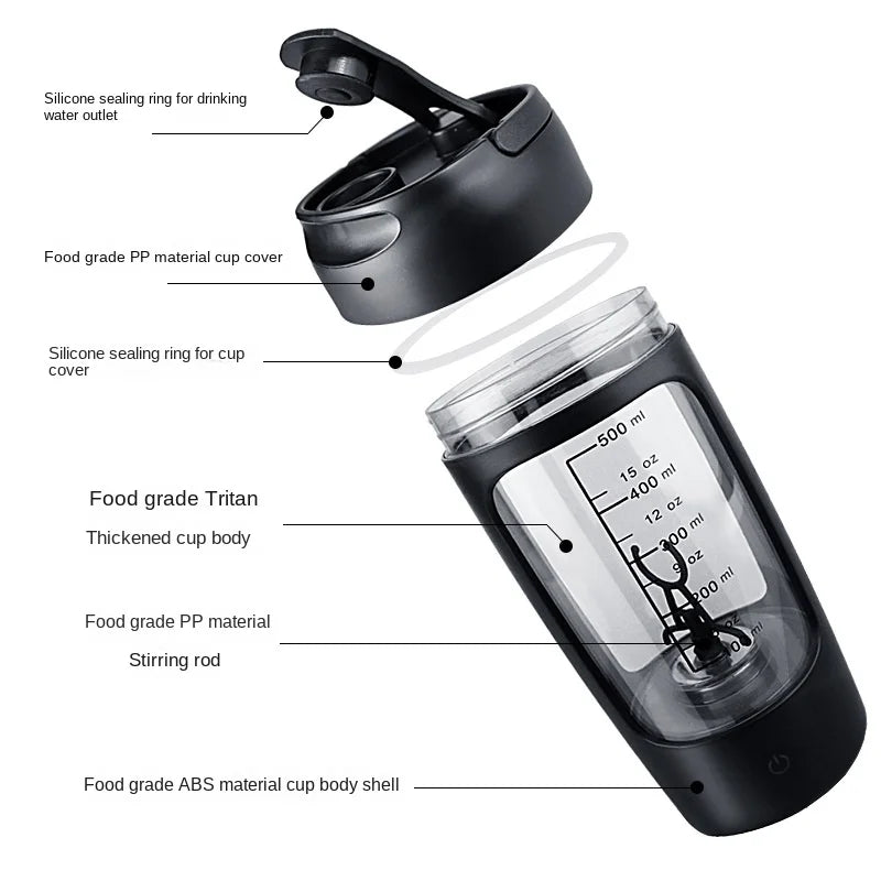 650ml USB Electric Portable Whey Protein Shaker bottle