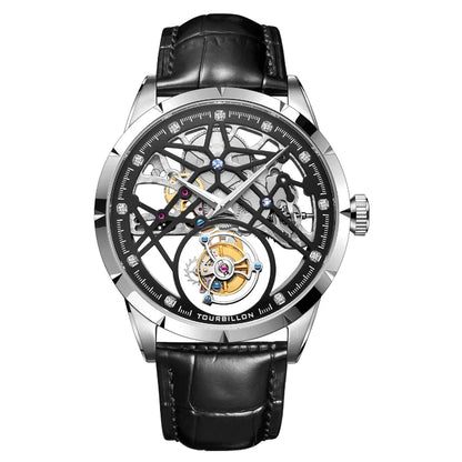 AESOP Flying Tourbillon Skeleton Mechanical Watch – Sapphire Mirror, Men's Luxury Timepiece