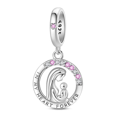 925 Sterling Silver Mom & Daughter Heart Charm – Mother's Day DIY Jewelry