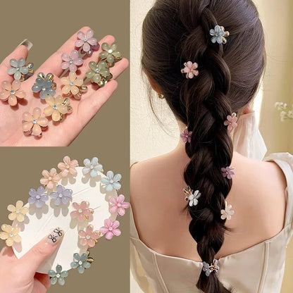Mini Flower Hair Claw Clips – Colorful Opal Hairpins for Women & Girls (1/10Pcs)