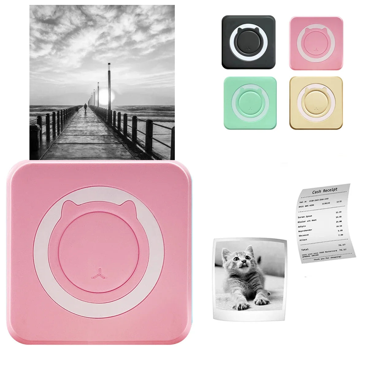 *BLACK and WHITE* Portable Mini Thermal Printer Wirelessly