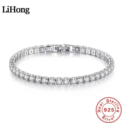 925 Sterling Silver Zirconia Tennis Bracelet – 4mm Elegant Jewelry for Women