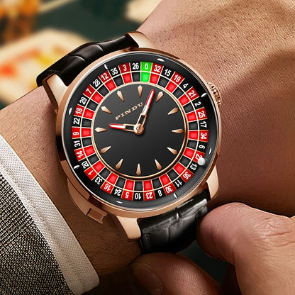 Wristwatch with a unique design on a person's wrist