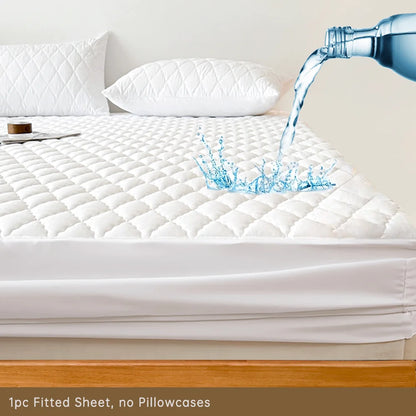 Waterproof Throw Mattress Cover Bed Fitted Sheet Mattress Protector Single/Double/140/160 Muti Size  Gray/White - BeeTrendyShop.COM