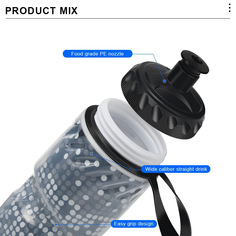 Bicycle Water Bottle 670ml – Dual Layer Thermal Insulated MTB Road Bike Sports Bottle