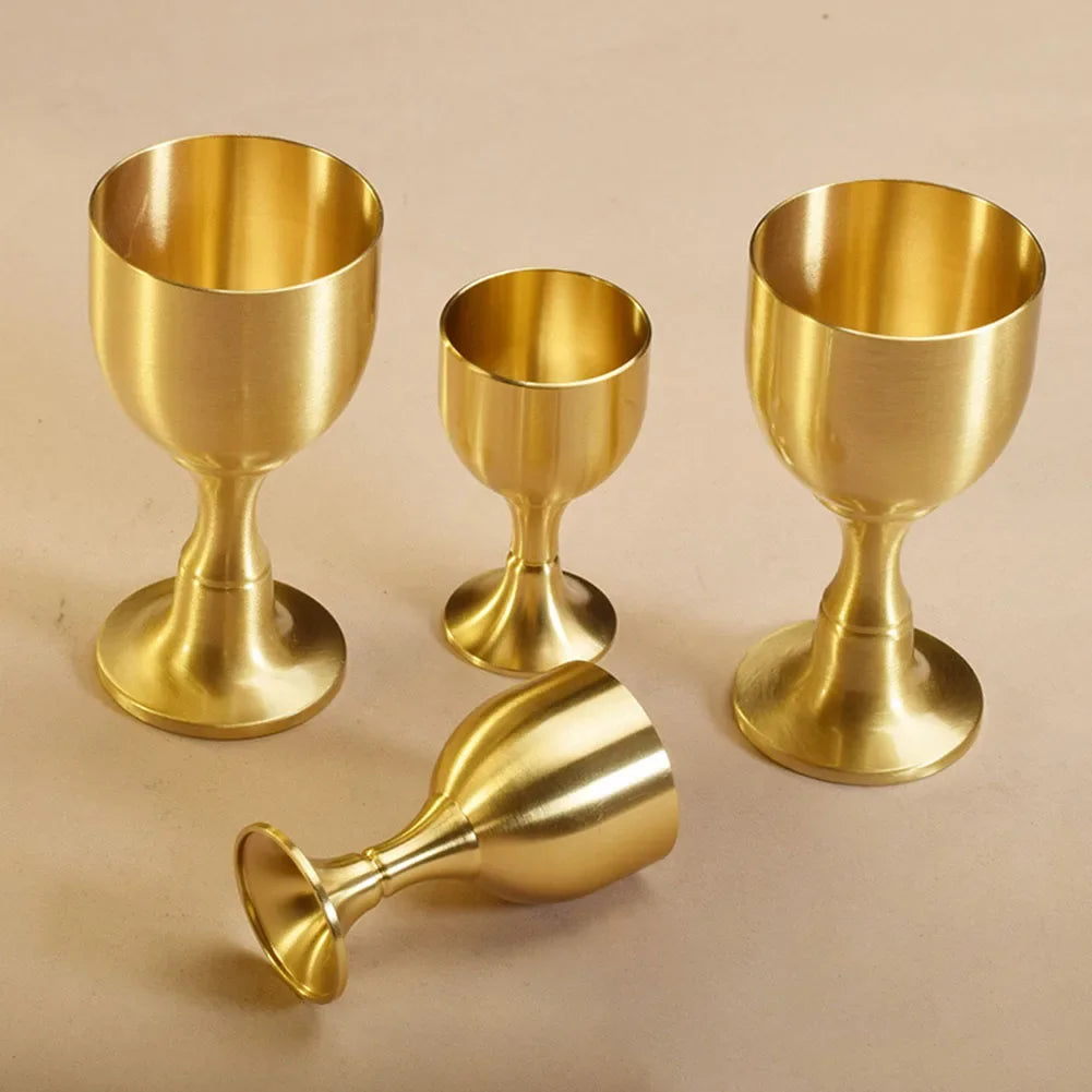 Gold Brass Wine Cup – Anti-Rust High Foot Stemware for Weddings & Parties