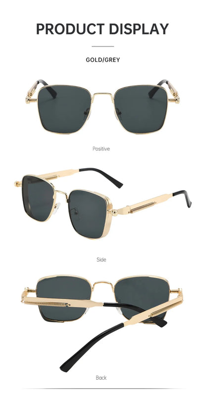 KUIMIM Steampunk Driving Sunglasses – Vintage Metal Frame UV400 Spring Hinge