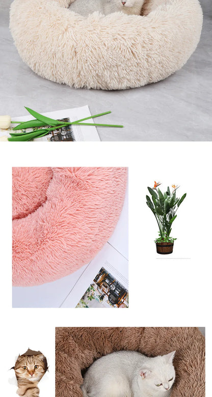 Winter Plush Pet Nest - Washable Round Bed for Cats and Dogs - BeeTrendyShop.COM