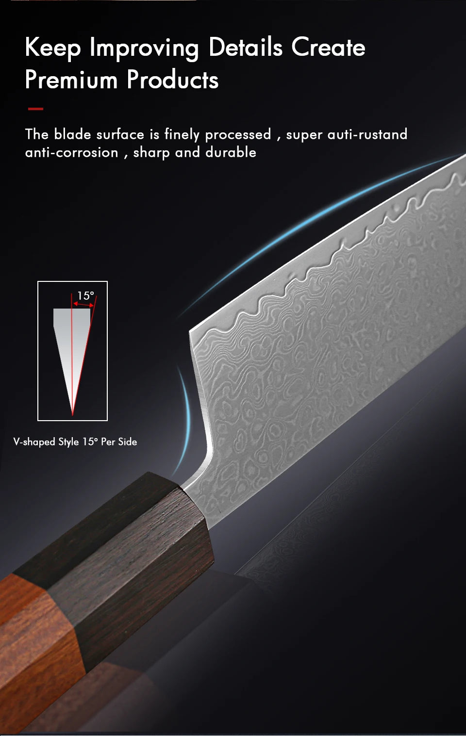 TURWHO Hand Forged Japanese Damascus Steel Chef Knife – Santoku, Sashimi & More
