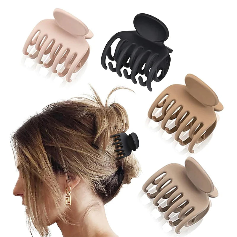 Small Hair Claw Clips with Double Row Teeth – Medium Hairpin Set for Thin Hair (4Pcs)
