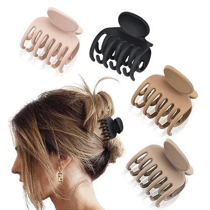 Small Hair Claw Clips with Double Row Teeth – Medium Hairpin Set for Thin Hair (4Pcs)