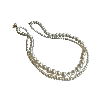 Double Layer Simulated Pearl Choker Necklace – Elegant Clavicle Chain for Women