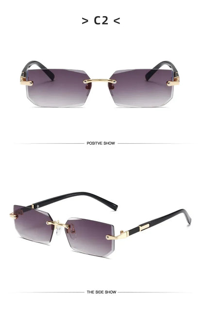 High Definition Blue Light Blocking Sunglasses – UV400 Rimless Square Eyewear