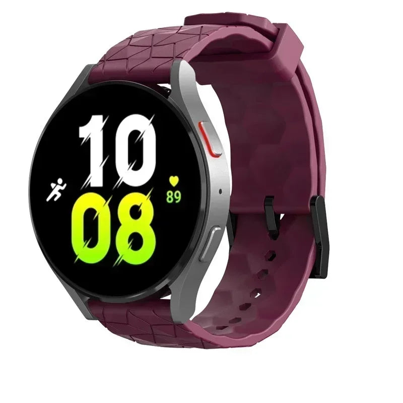 Smartwatch with a maroon band on a white background