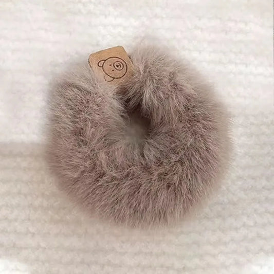 New Korean Style Plush Hair Band Bear Soft Hair Rope Elastic Durable Ponytail Headband