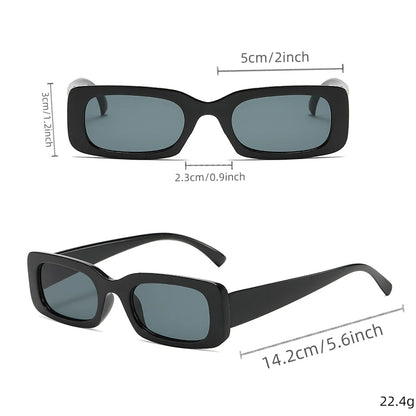 Small Rectangle Sunglasses – Retro Black UV400 for Driving & Fishing