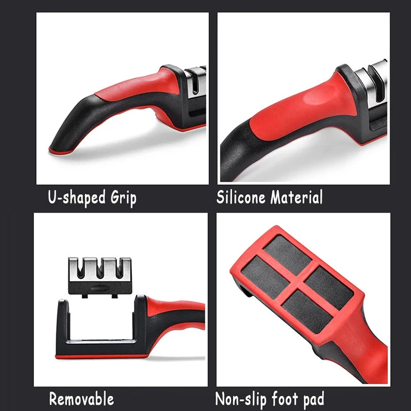 Handheld 3-Stage Knife Sharpener – Multi-Function Quick Sharpening Tool with Non-Slip Base