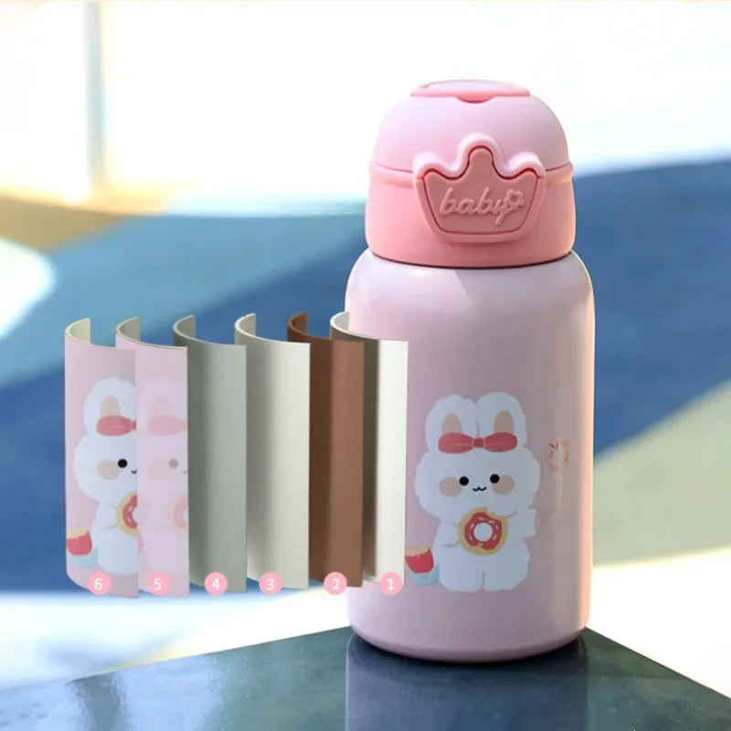 Kids Thermos Bottle with Straw – Stainless Steel Children’s Thermal Water Cup