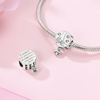 925 Sterling Silver Tree of Life & Peach Heart Charm Bead – Sweet Love DIY Jewelry