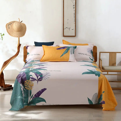 Modern Polyester Cotton Flat Bed Sheet – Soft Bed Linen for Single, Queen & King Size (No Pillow Covers)