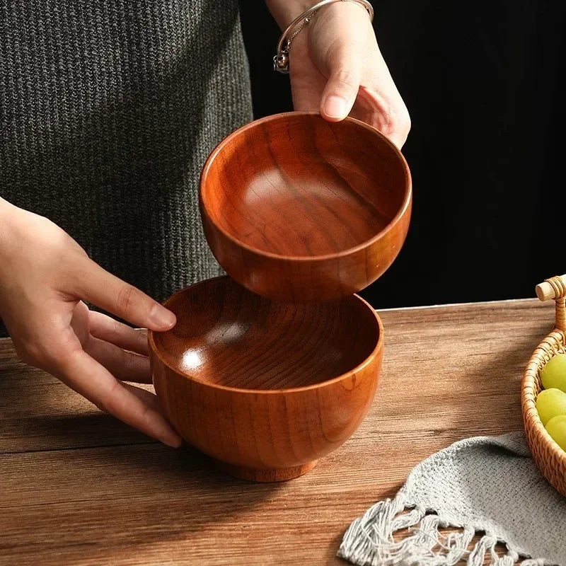 Japanese Wooden Bowl Rice Noodle Bowl Ramen Bowl Kitchen Utensils Accessories Natural Solid Wood No Splicing Tableware