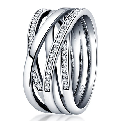 925 Sterling Silver Zircon Star Geometric Ring – Engagement Jewelry for Women