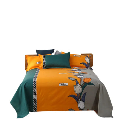Modern Polyester Cotton Flat Bed Sheet – Soft Bed Linen for Single, Queen & King Size (No Pillow Covers)
